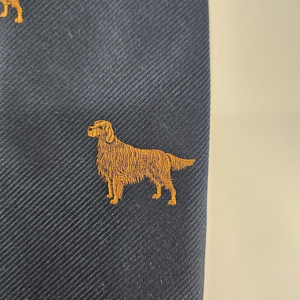 Chippmunk Creations Dog Motif Tie‎ Navy Golden Retriever Made USA Hunting - Picture 6 of 6